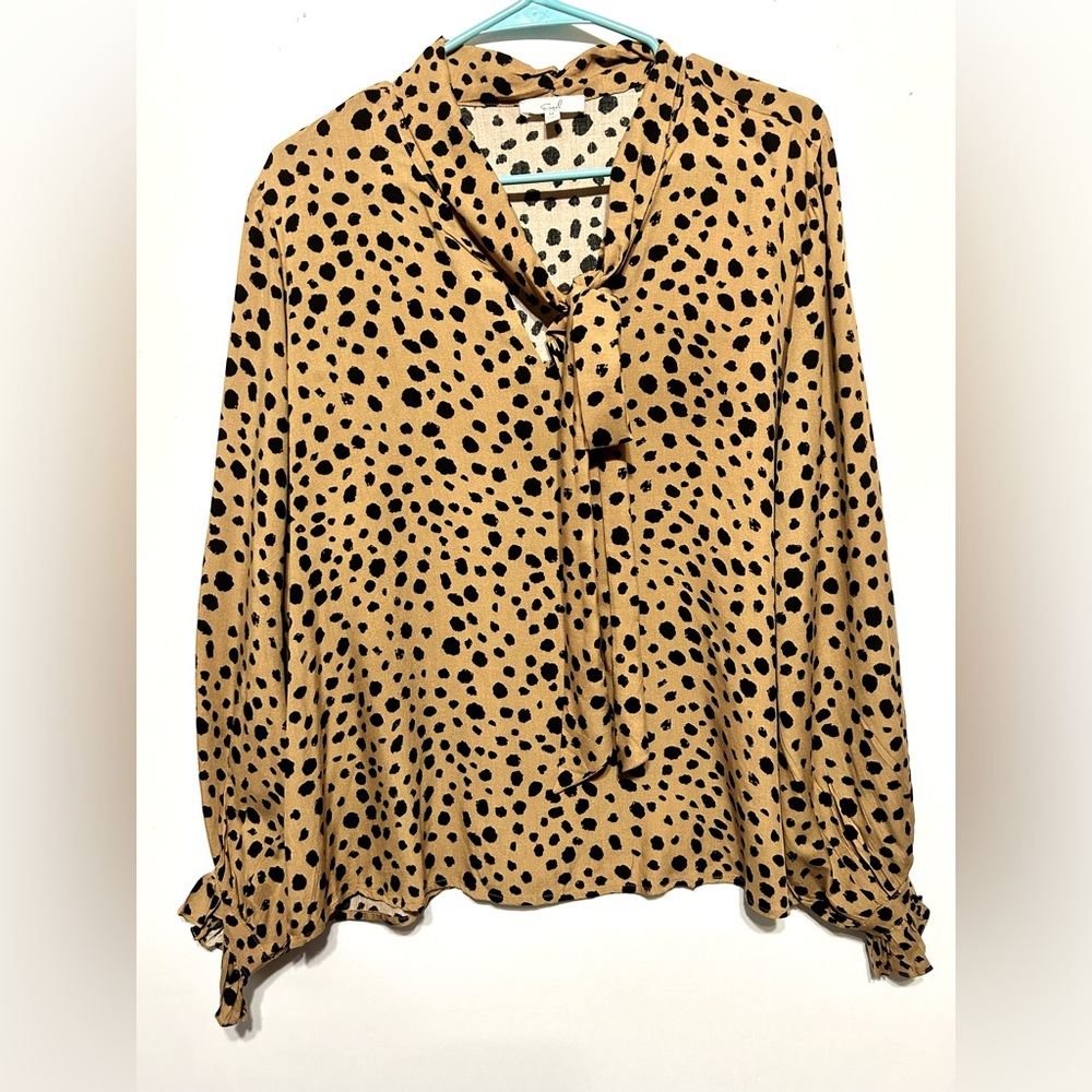 Easel Long Sleeve Animal Print Blouse